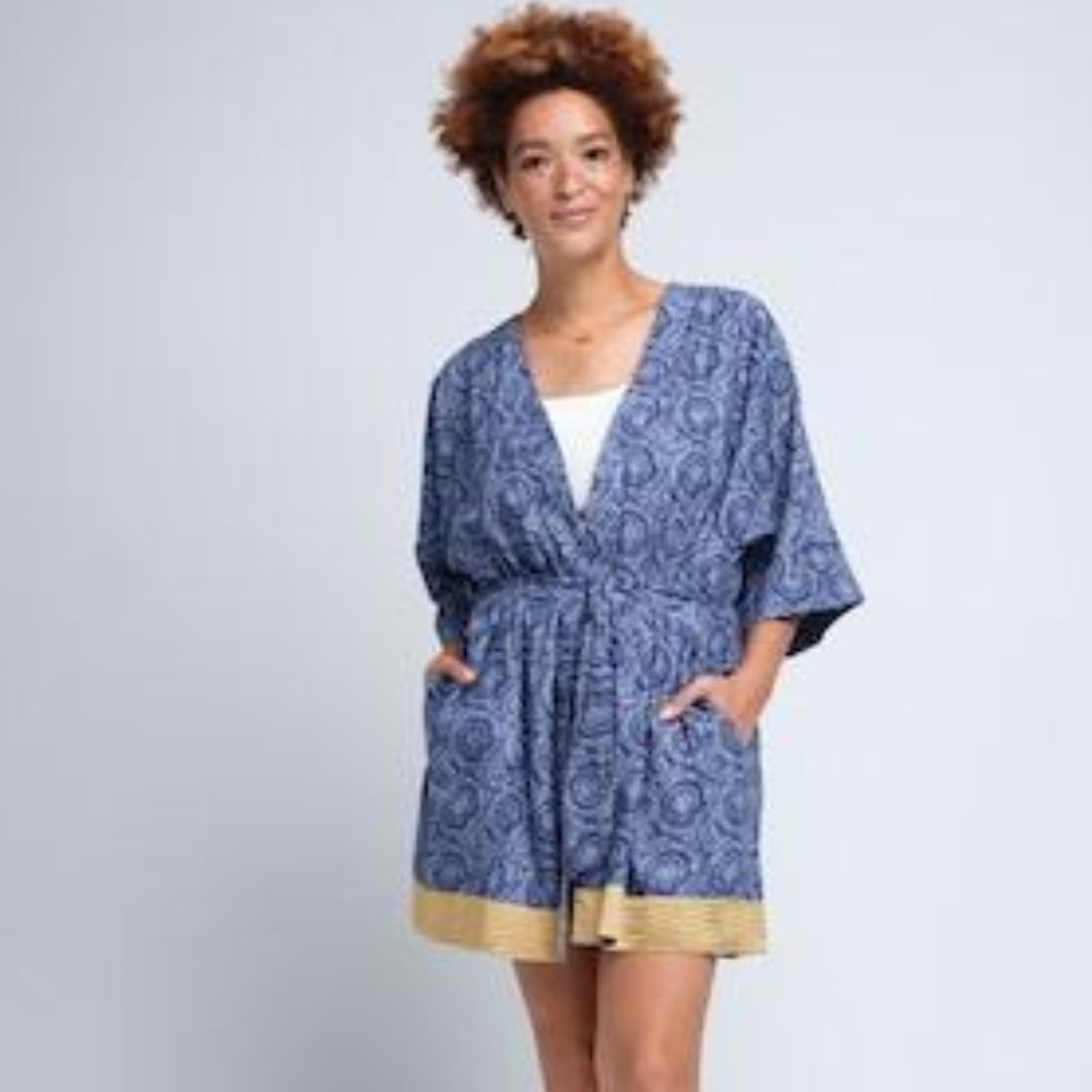 Indigo Circles Robe - Ethically Made